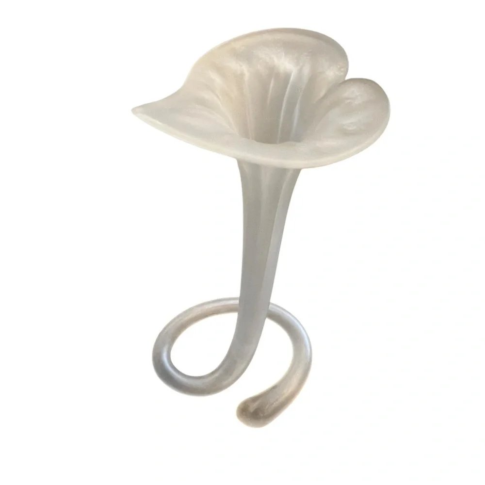 Jack In The Pulpit Trumpet Tulip Vase Frosted White Art Glass 11”